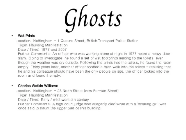 Ghosts Wet Prints Location: Nottingham - 1 Queens Street, British Transport Police