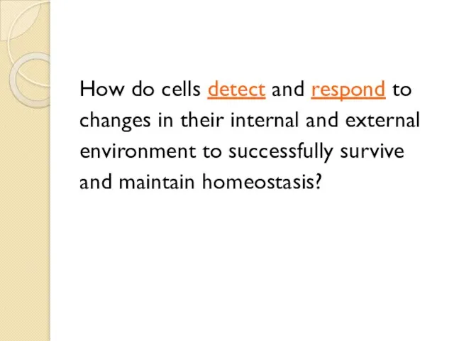 How do cells detect and respond to changes in their internal and