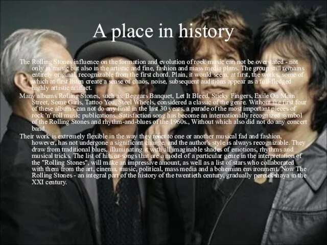 A place in history The Rolling Stones influence on the formation and