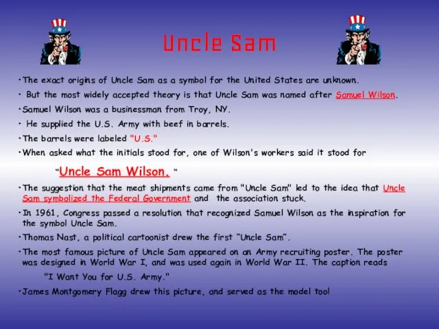 Uncle Sam The exact origins of Uncle Sam as a symbol for