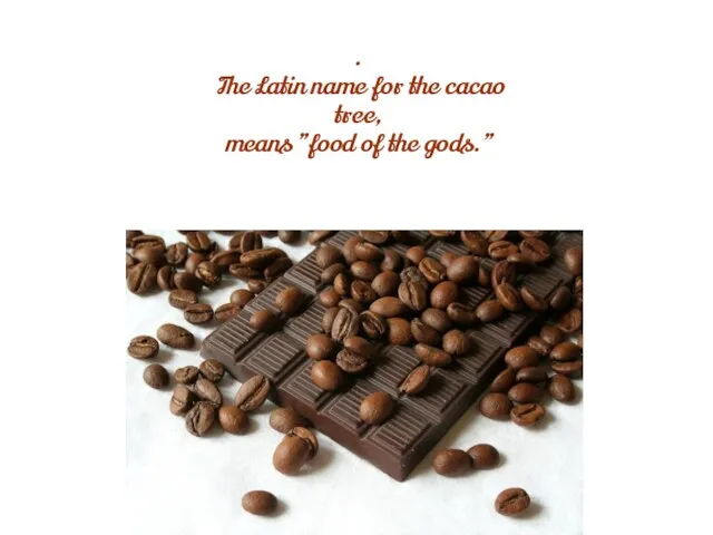 . The Latin name for the cacao tree, means "food of the gods."