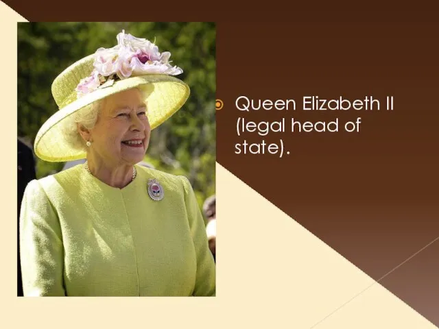 Queen Elizabeth II (legal head of state).