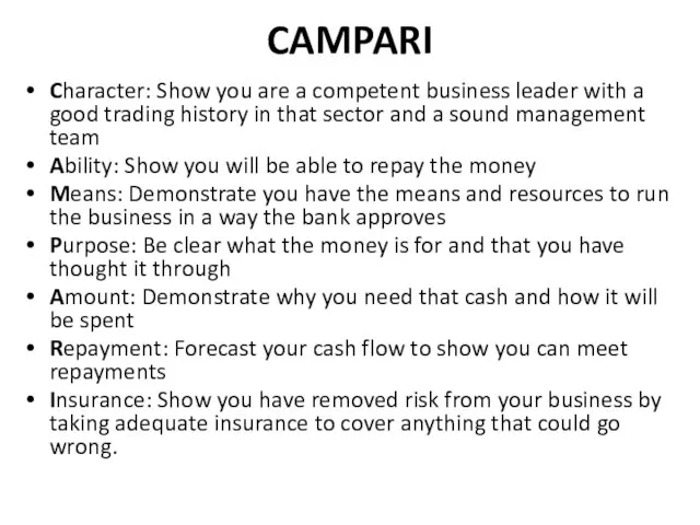 CAMPARI Character: Show you are a competent business leader with a good