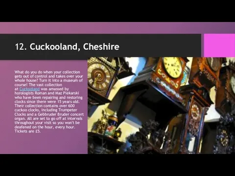 12. Cuckooland, Cheshire What do you do when your collection gets out