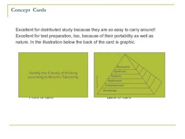 Concept Cards Excellent for distributed study because they are so easy to