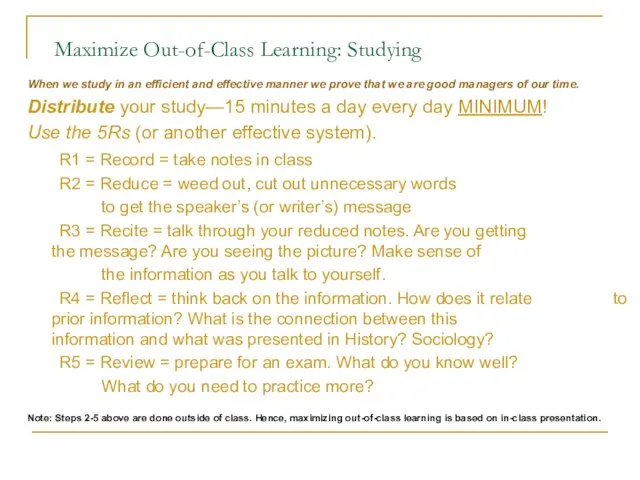 Maximize Out-of-Class Learning: Studying When we study in an efficient and effective