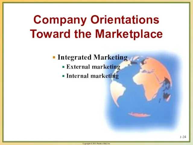 1- Company Orientations Toward the Marketplace Integrated Marketing External marketing Internal marketing