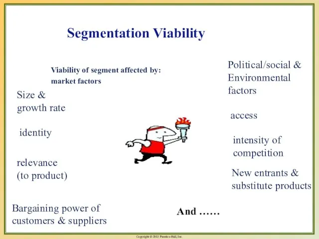 Viability of segment affected by: market factors Size & growth rate identity