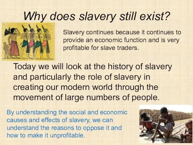 Why does slavery still exist? Today we will look at the history