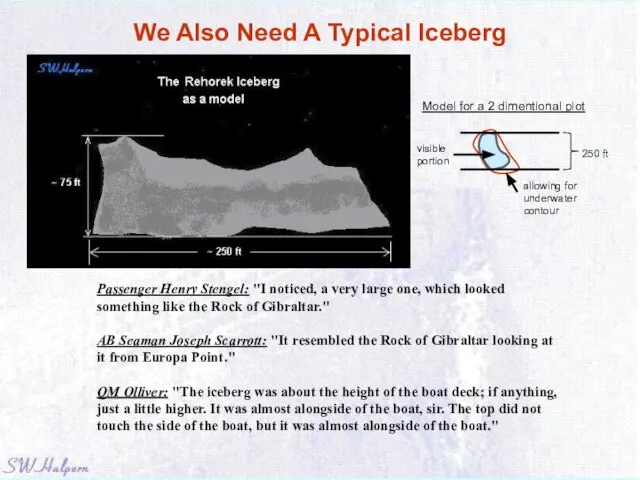 We Also Need A Typical Iceberg Passenger Henry Stengel: "I noticed, a