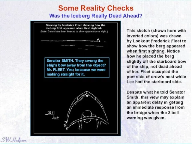 Some Reality Checks Was the Iceberg Really Dead Ahead? This sketch (shown