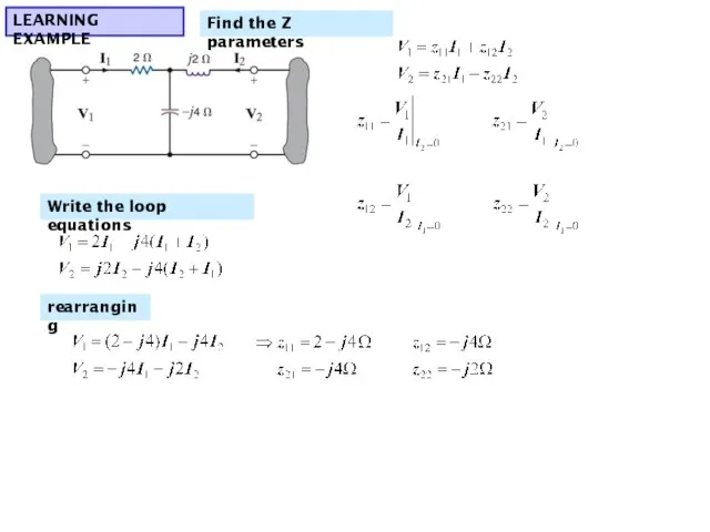 LEARNING EXAMPLE Find the Z parameters Write the loop equations