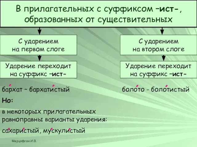 Марцофляк И.В. В прилагательных с суффиксом –ист-, образованных от существительных С ударением