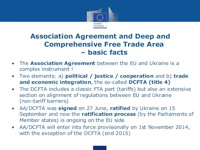 Association Agreement and Deep and Comprehensive Free Trade Area – basic facts