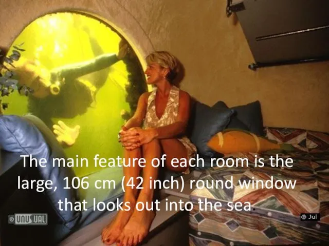 The main feature of each room is the large, 106 cm (42