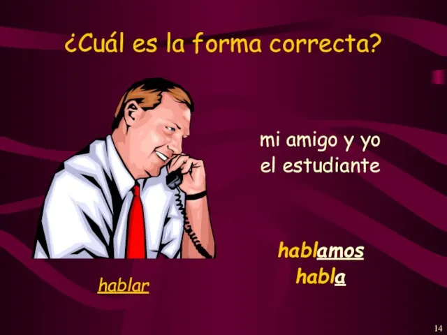 ¿Cuál es la forma correcta? mi amigo y yo hablamos el estudiante habla hablar