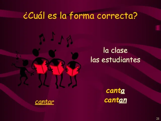 ¿Cuál es la forma correcta? la clase canta las estudiantes cantan cantar