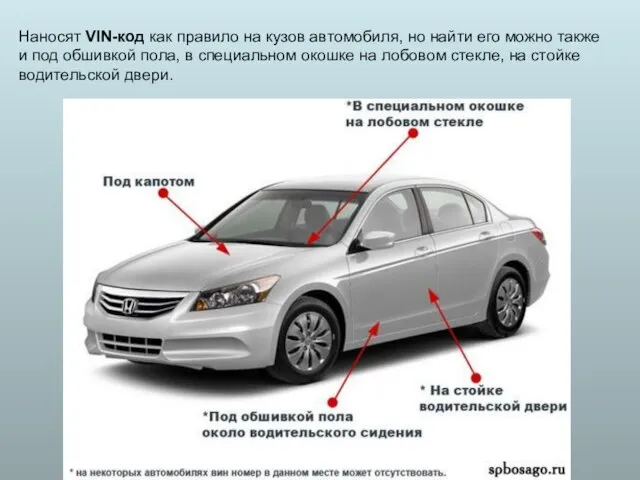 Наносят VIN-код как правило на кузов автомобиля, но найти его можно также