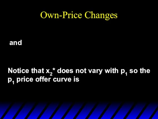 Own-Price Changes and Notice that x2* does not vary with p1 so