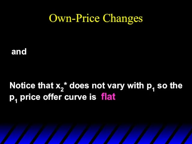 Own-Price Changes and Notice that x2* does not vary with p1 so