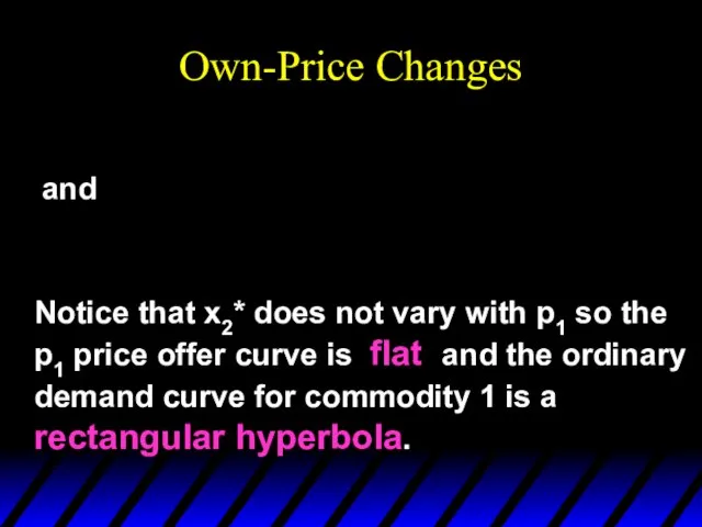 Own-Price Changes and Notice that x2* does not vary with p1 so