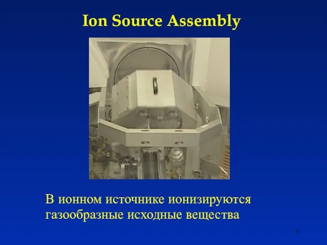 Ion Source Assembly В ионном источнике ионизируются газообразные исходные вещества