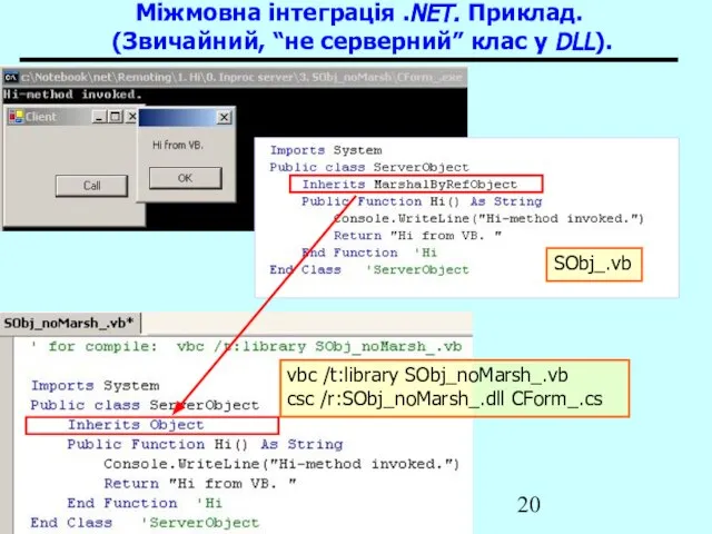 Основи .NET Framework Міжмовна інтеграція .NET. Приклад. (Звичайний, “не серверний” клас у