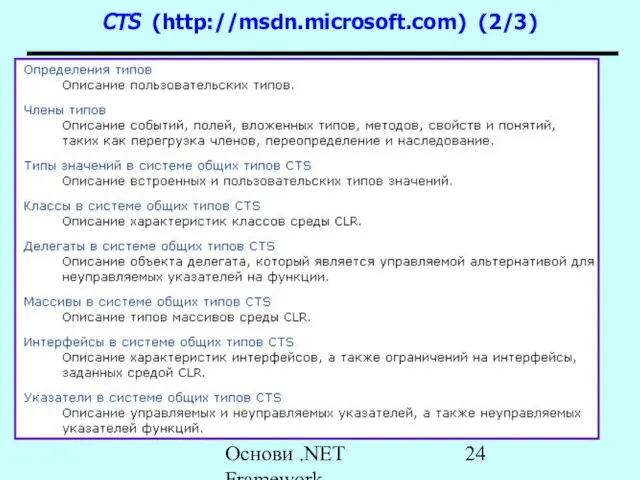 Основи .NET Framework CTS (http://msdn.microsoft.com) (2/3)