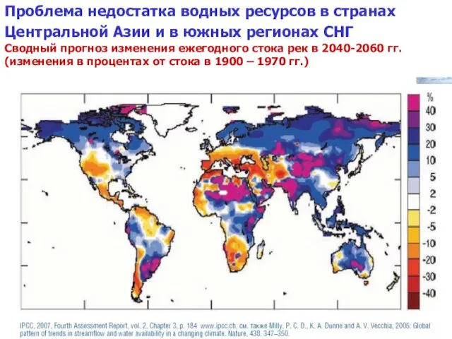 Проблема недостатка водных ресурсов в странах Центральной Азии и в южных регионах