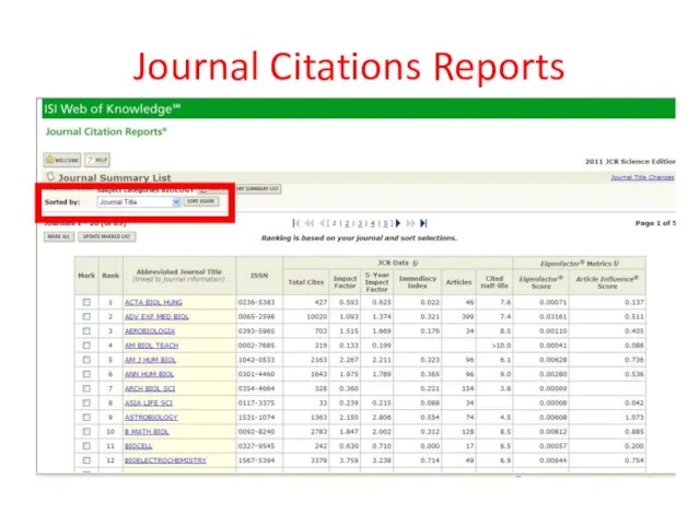 Journal Citations Reports