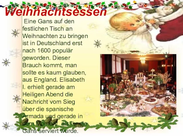 Weihnachtsessen Eine Gans auf den festlichen Tisch an Weihnachten zu bringen ist