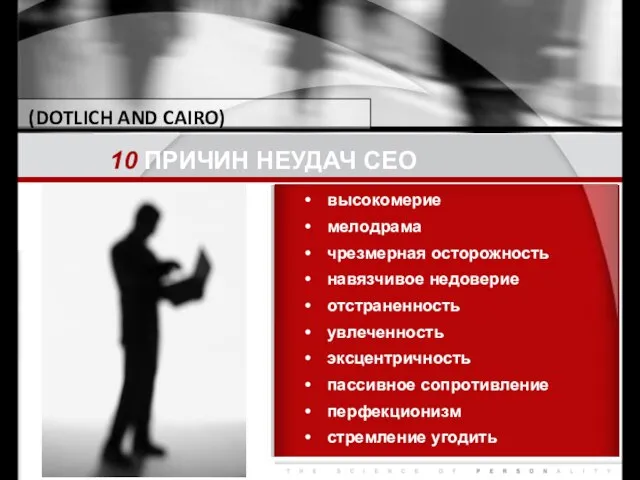 (DOTLICH AND CAIRO) 10 ПРИЧИН НЕУДАЧ CEO высокомерие мелодрама чрезмерная осторожность навязчивое