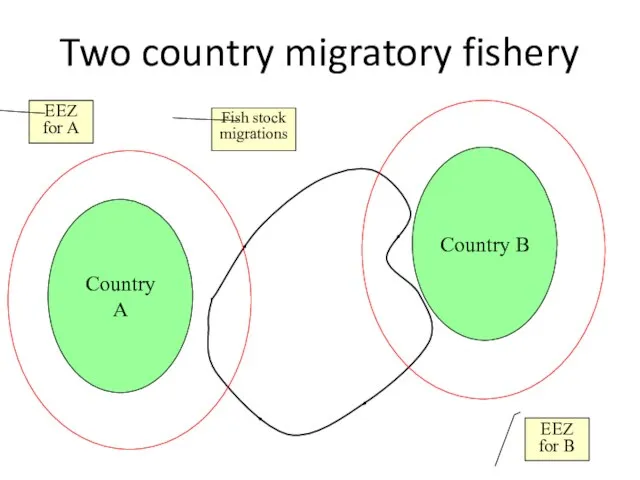 Two country migratory fishery Country A Fish stock migrations Country B EEZ