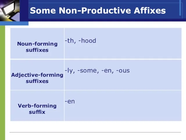 Some Non-Productive Affixes