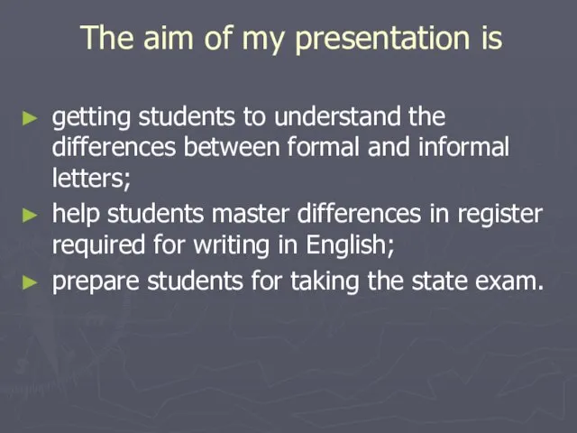 The aim of my presentation is getting students to understand the differences