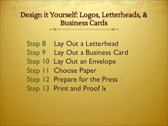 Design it Yourself: Logos, Letterheads, & Business Cards Step 8 Lay Out