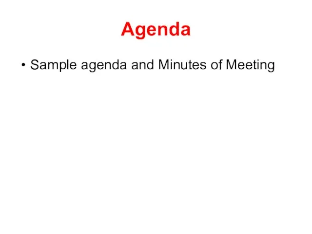 Agenda Sample agenda and Minutes of Meeting