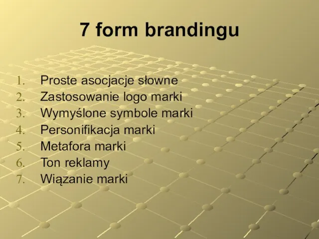 7 form brandingu Proste asocjacje słowne Zastosowanie logo marki Wymyślone symbole marki