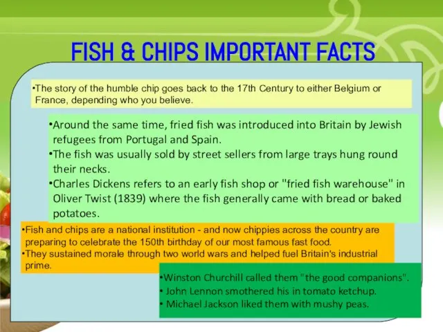 Your Description Goes Here FISH & CHIPS IMPORTANT FACTS Fish and chips