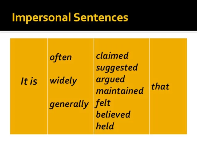 Impersonal Sentences