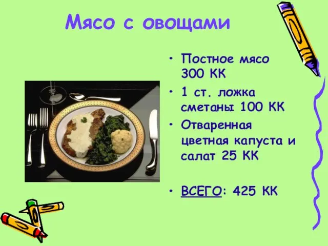 Мясо с овощами Постное мясо 300 КК 1 ст. ложка сметаны 100