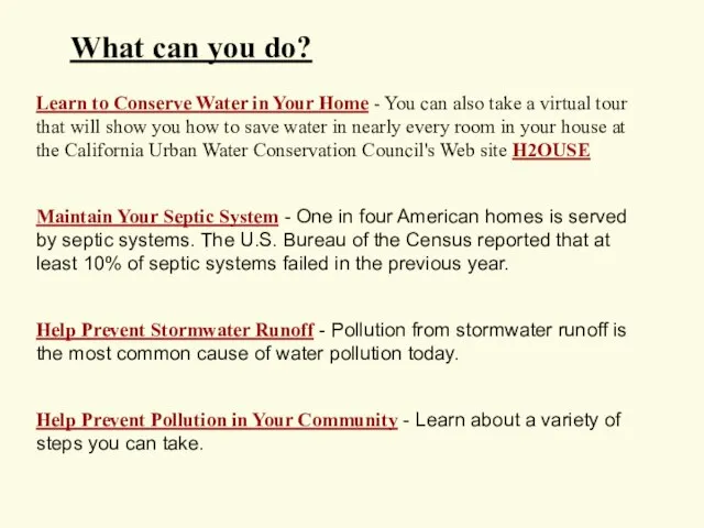 Learn to Conserve Water in Your Home - You can also take