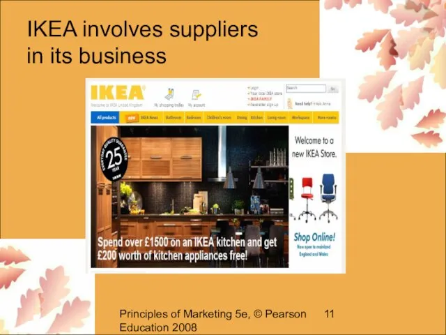 Principles of Marketing 5e, © Pearson Education 2008 IKEA involves suppliers in its business