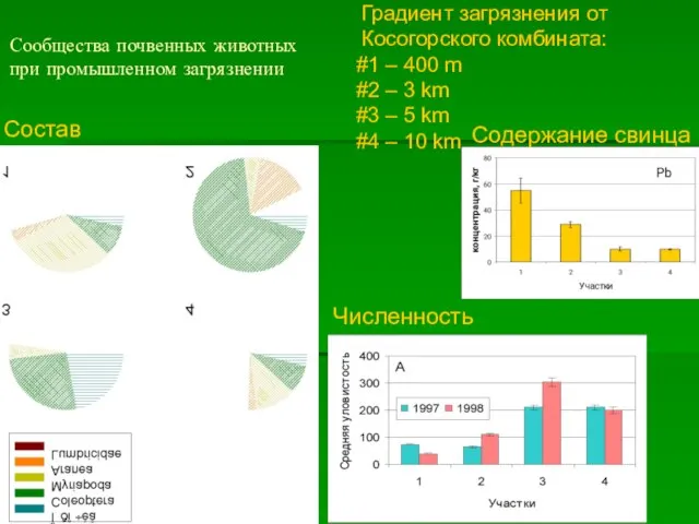 Сообщества почвенных животных при промышленном загрязнении Градиент загрязнения от Косогорского комбината: #1