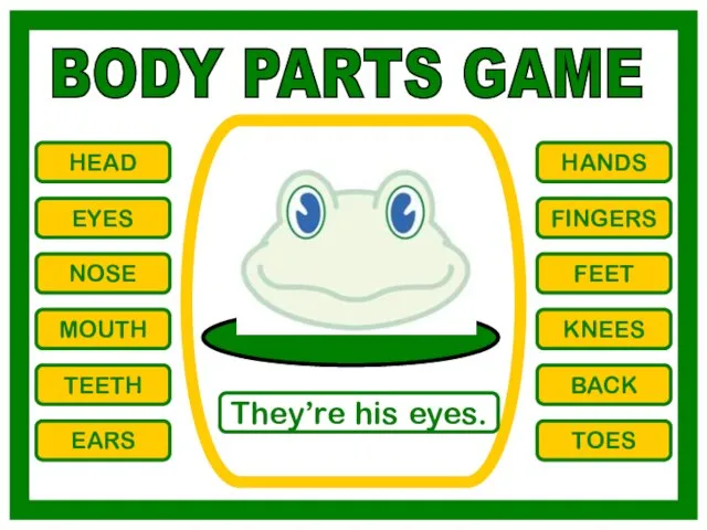 BODY PARTS GAME HEAD EYES NOSE MOUTH TEETH EARS HANDS FINGERS FEET