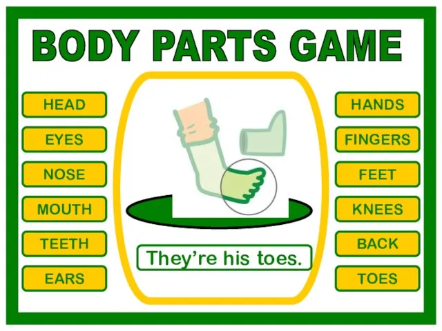 BODY PARTS GAME HEAD EYES NOSE MOUTH TEETH EARS HANDS FINGERS FEET