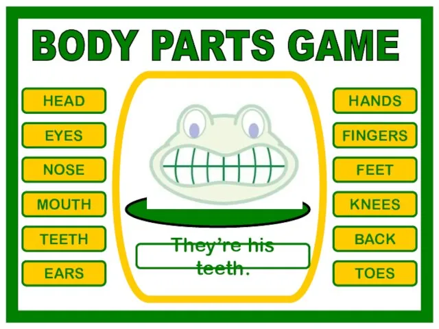 BODY PARTS GAME HEAD EYES NOSE MOUTH TEETH EARS HANDS FINGERS FEET