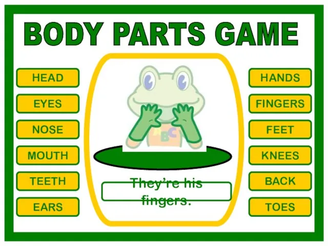 BODY PARTS GAME HEAD EYES NOSE MOUTH TEETH EARS HANDS FINGERS FEET