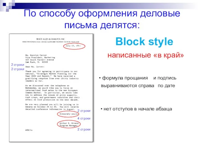 По способу оформления деловые письма делятся: 2 строки 2 строки 2 строки