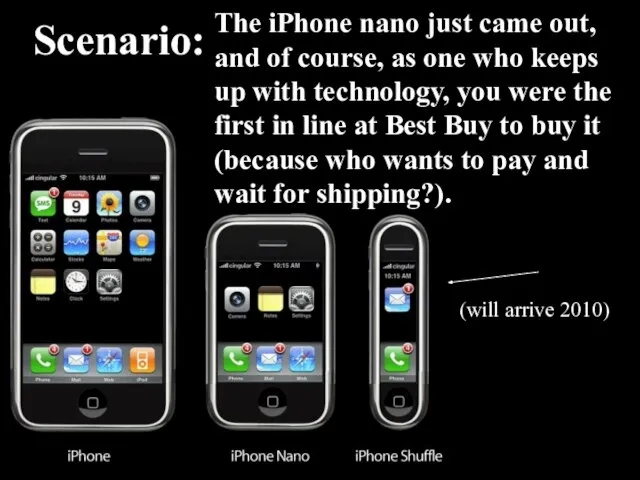 Scenario: The iPhone nano just came out, and of course, as one